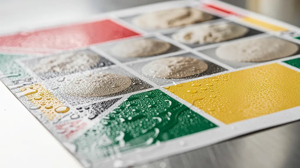 Vue macro d'une fiche technique plastifiée avec séquences photographiques et codes couleurs