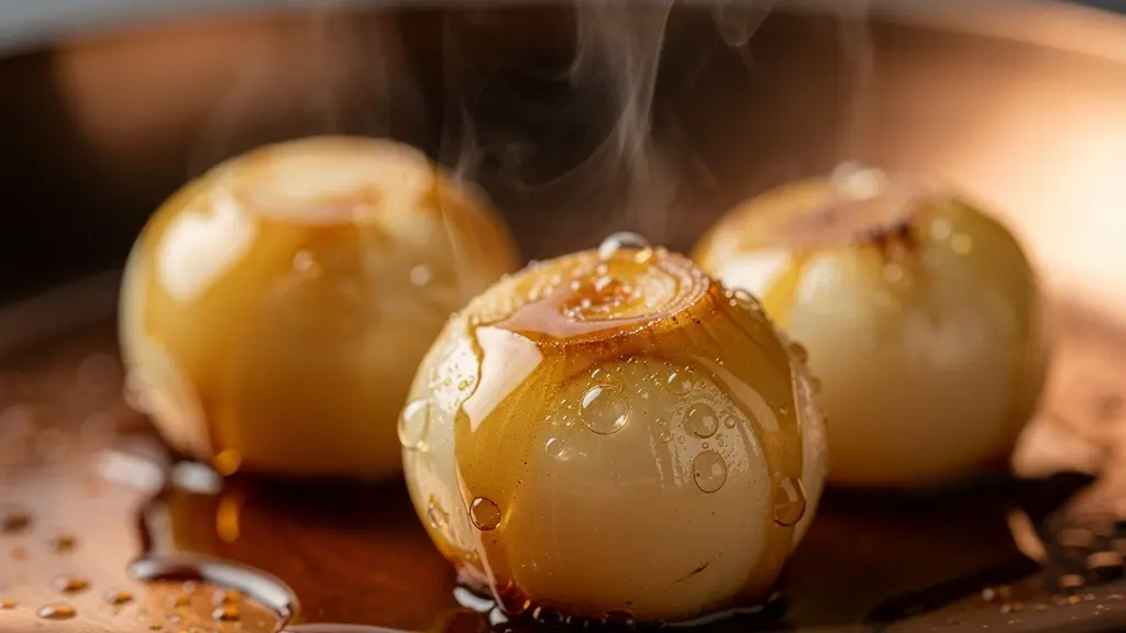 Navets nouveaux glacés avec nappage brillant et caramélisé