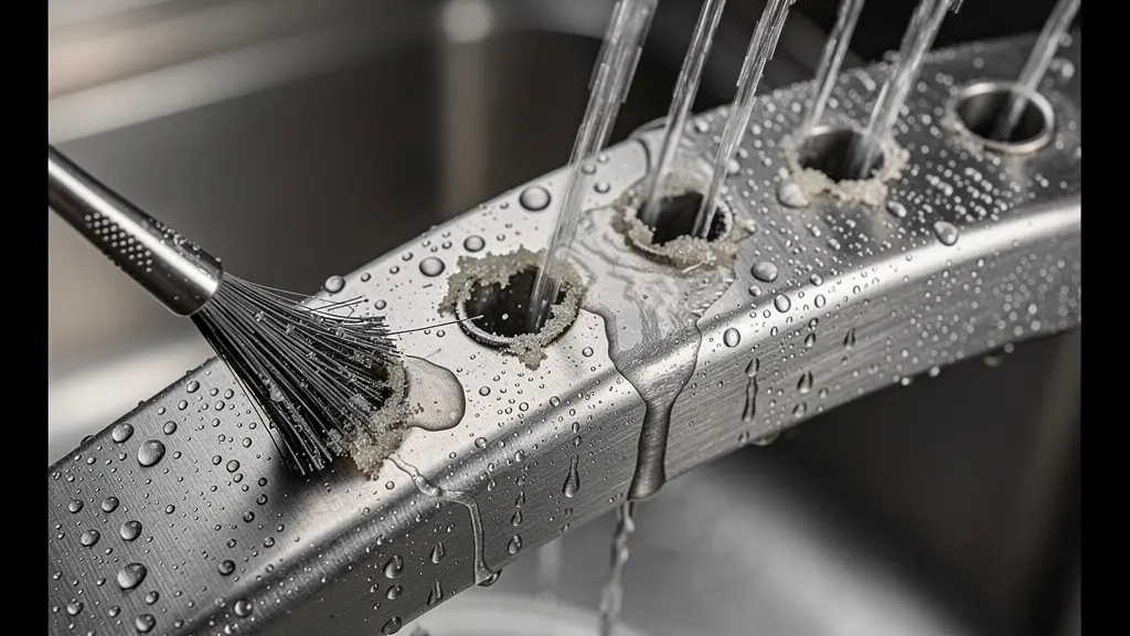 Démontage et nettoyage des bras de lavage d'un lave-vaisselle professionnel