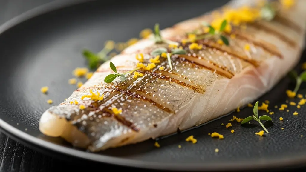 Présentation gastronomique de poissons méconnus dans une assiette élégante